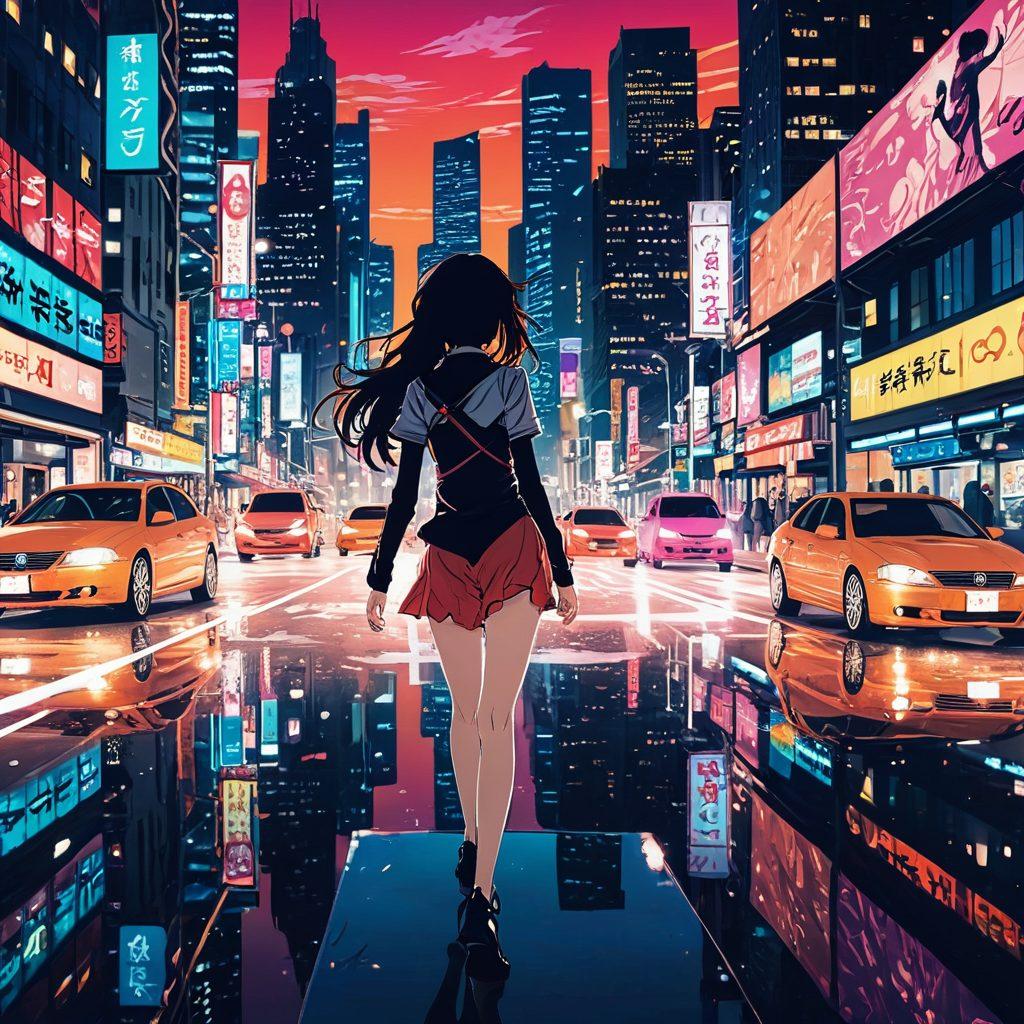 A whimsical fusion of hentai manga characters transitioning into vibrant adult animation scenes, with a backdrop illustrating a fantastical cityscape. Emphasize dynamic poses and expressive faces to capture the essence of both mediums. Include subtle hints of technology and surrealism throughout, blending the lines between fantasy and reality. Bold colors and high contrast for a striking visual impact. super-realistic. vibrant colors. dynamic composition.